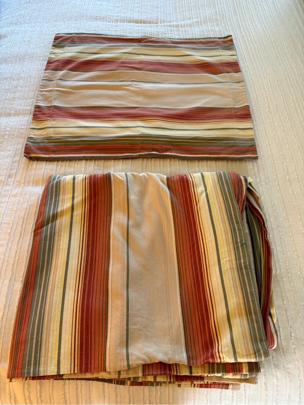Pottery Barn Clayton Striped Full/Queen Duvet Cover and 2 Shams